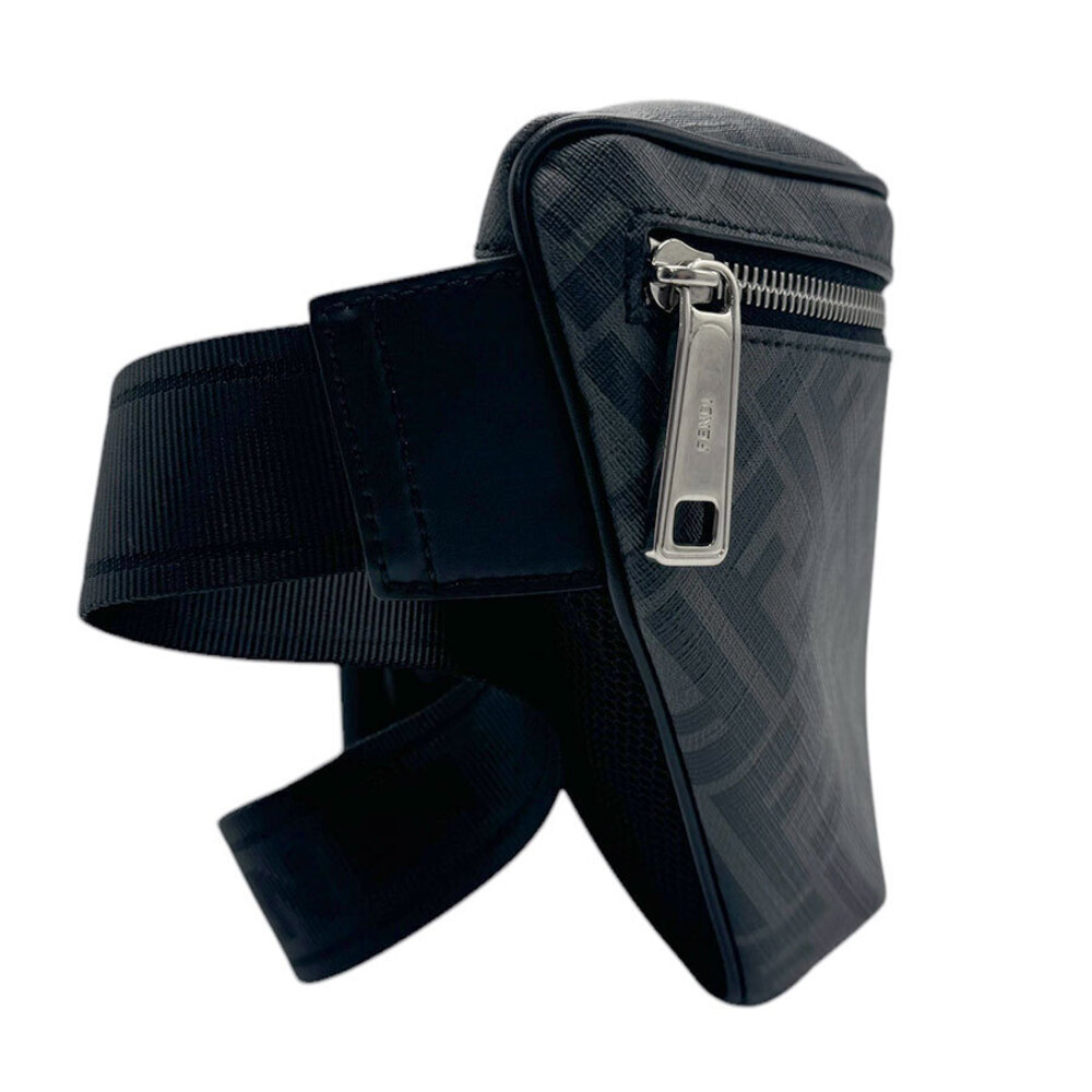 Fendi belt ALKA canvas coated waist leather bag black